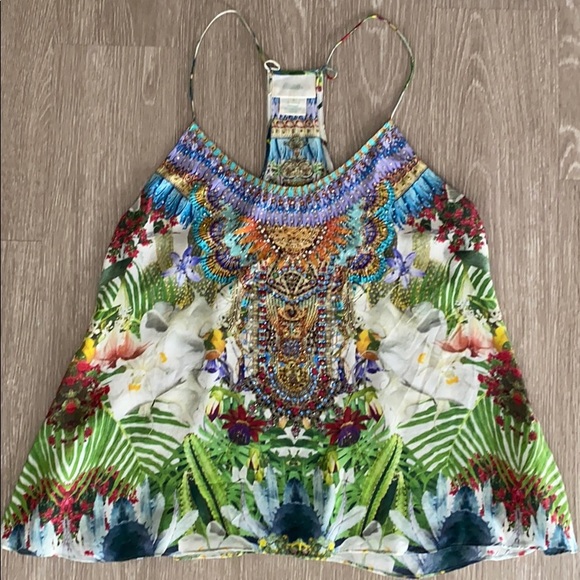 Camilla Tops - Camilla Jewel Encrusted Floral Cami Tank Top